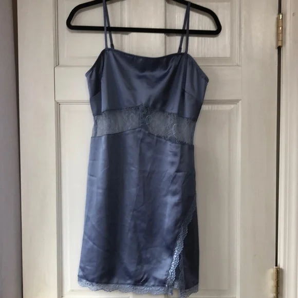 chinese dress ladies Lovely 1950's Vanity Fair Blue Lace Slip Dress / Sz M – Xtabay Vintage main image 1